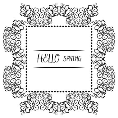 Metin yazı merhaba bahar, tarzı benzersiz çiçek çerçeve ile. Vektör