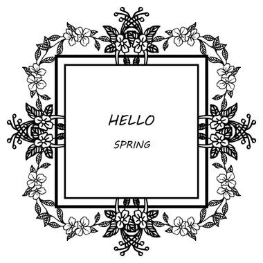 Merhaba bahar arka plan çeşitli şekli, basit yeşillik çiçek çerçeve ile. Vektör