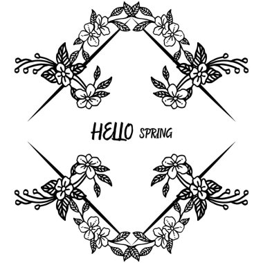 Merhaba bahar arka plan çeşitli şekli, basit yeşillik çiçek çerçeve ile. Vektör