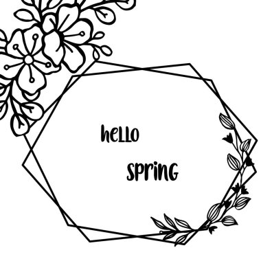 Yaprak çiçek çerçeve modern dekoratif unsur ile Merhaba bahar. Vektör