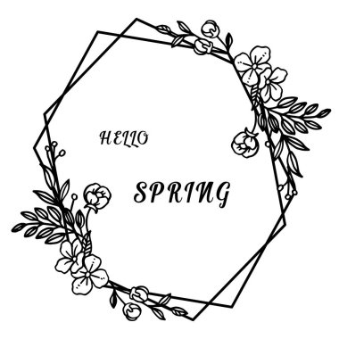 Yaprak çiçek çerçeve modern dekoratif unsur ile Merhaba bahar. Vektör
