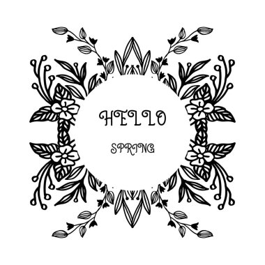 Yaprak çiçek çerçeve modern dekoratif unsur ile Merhaba bahar. Vektör