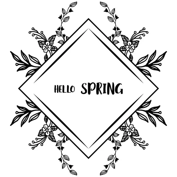 Decorativo de hola tarjeta de primavera con el diseño de la hoja de papel pintado marco floral. Vector — Vector de stock