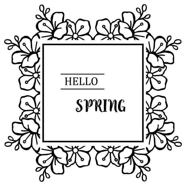 Güzel yaprakları ve çiçek çerçeve ile Merhaba bahar kartı. Vektör