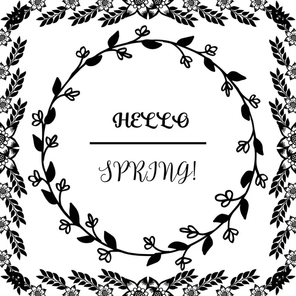 Bonjour fond de printemps, modèle de cadre de fleur de feuille de conception. Vecteur — Image vectorielle