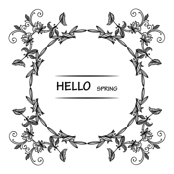 Vários elegante folha flor quadro silhueta para o projeto do cartão de Olá Primavera. Vetor — Vetor de Stock