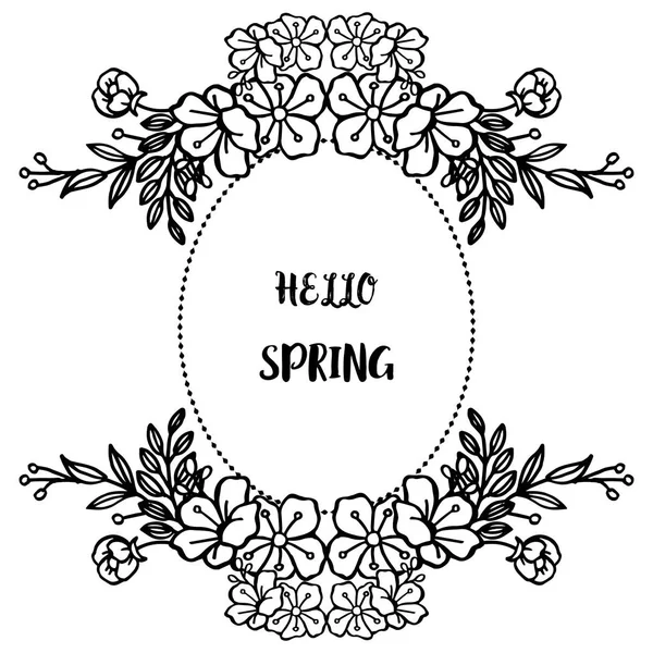 Couleurs noir et blanc motif de cadre floral design, pour ornement de lettre de beau printemps bonjour. Vecteur — Image vectorielle