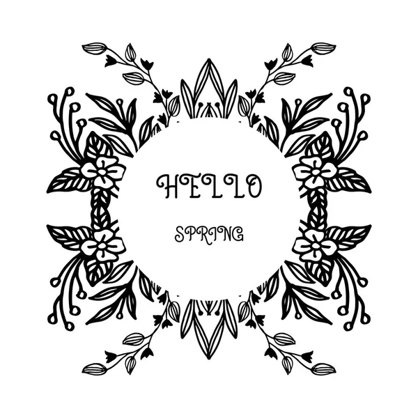Yaprak çiçek çerçeve modern dekoratif unsur ile Merhaba bahar. Vektör
