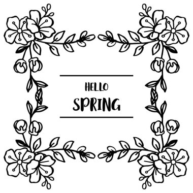 Doğa yaprak çiçek çerçeve, tasarım zarif kart merhaba bahar için. Vektör