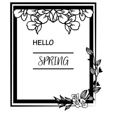 Doğa yaprak çiçek çerçeve, tasarım zarif kart merhaba bahar için. Vektör