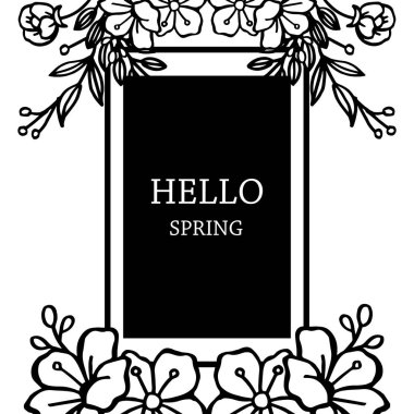 Modern stil çelenk çerçeve, metin için alan, çeşitli kart merhaba bahar tasarımı. Vektör