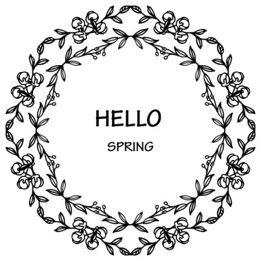 Modern hat merhaba bahar için yaprak çiçek çerçeve dekoratif unsur. Vektör