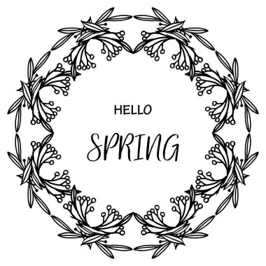 Modern hat merhaba bahar için yaprak çiçek çerçeve dekoratif unsur. Vektör