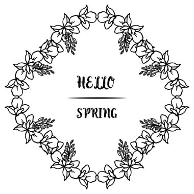 Modern hat merhaba bahar için yaprak çiçek çerçeve dekoratif unsur. Vektör