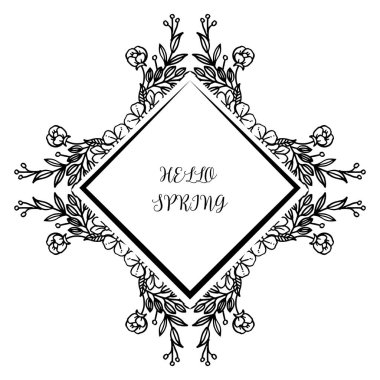 Tebrik kartı merhaba bahar dekorasyonu için sevimli vintage çiçek çerçeve. Vektör