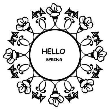 Tebrik kartı merhaba bahar dekorasyonu için sevimli vintage çiçek çerçeve. Vektör