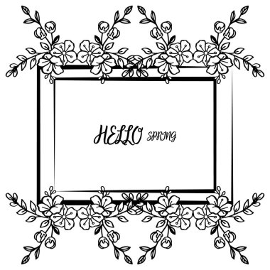 Merhaba bahar toplama kartı, çeşitli şekil yaprak çiçek çerçeve ile. Vektör