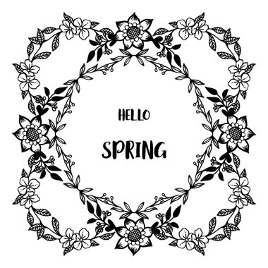 Merhaba bahar toplama kartı, çeşitli şekil yaprak çiçek çerçeve ile. Vektör