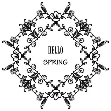 El çizilmiş yaprak çiçek çerçeve ile Merhaba bahar arka plan. Vektör