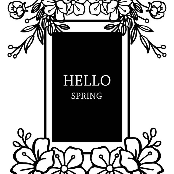 Modern stil çelenk çerçeve, metin için alan, çeşitli kart merhaba bahar tasarımı. Vektör