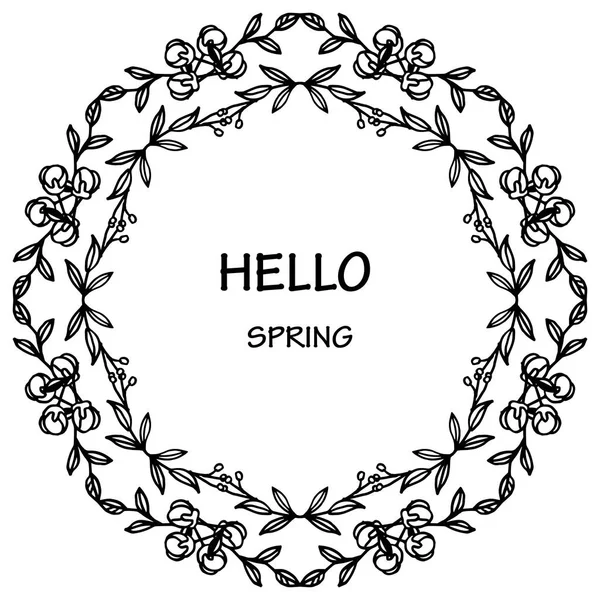 Modern hat merhaba bahar için yaprak çiçek çerçeve dekoratif unsur. Vektör