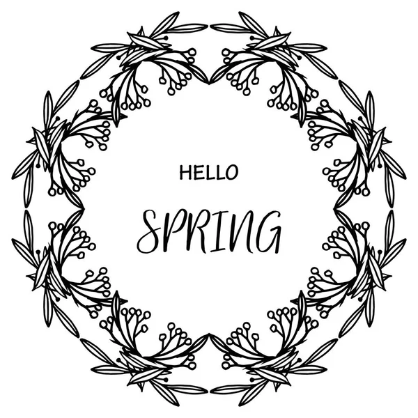 Modern hat merhaba bahar için yaprak çiçek çerçeve dekoratif unsur. Vektör