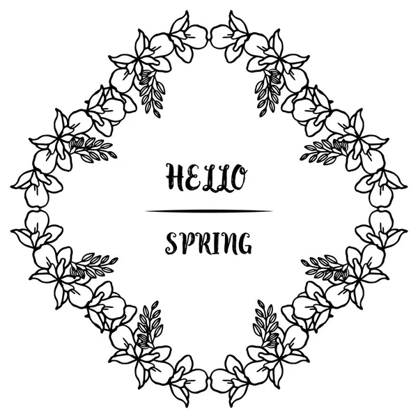 Modern hat merhaba bahar için yaprak çiçek çerçeve dekoratif unsur. Vektör
