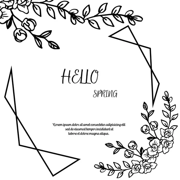 Симпатичная винтажная цветочная рамка для украшения поздравительной открытки Привет весна. Вектор — стоковый вектор