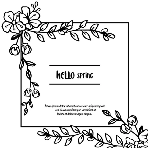 Симпатичная винтажная цветочная рамка для украшения поздравительной открытки Привет весна. Вектор — стоковый вектор