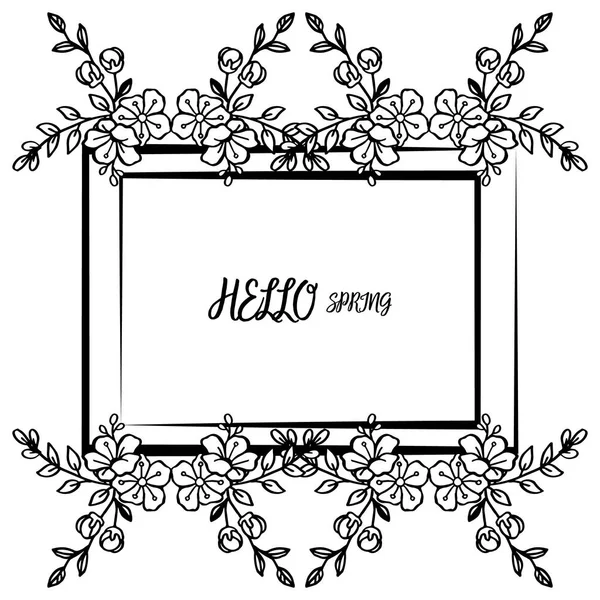 Merhaba bahar toplama kartı, çeşitli şekil yaprak çiçek çerçeve ile. Vektör