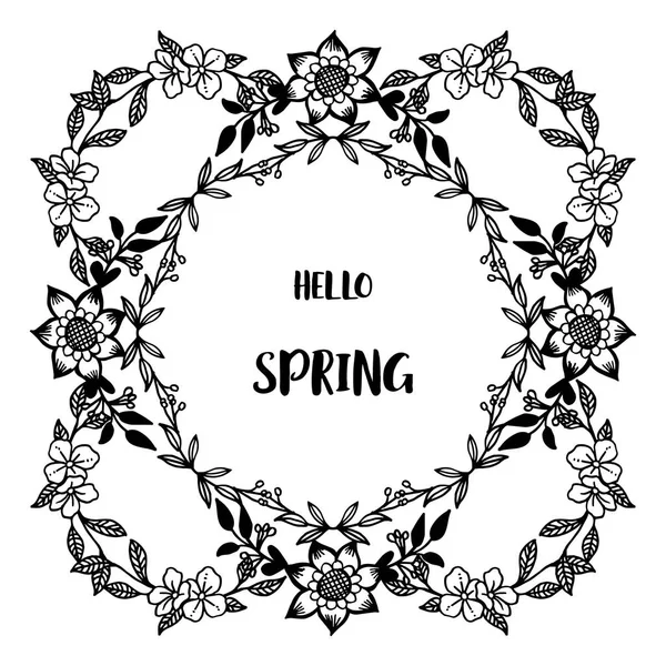 Merhaba bahar toplama kartı, çeşitli şekil yaprak çiçek çerçeve ile. Vektör