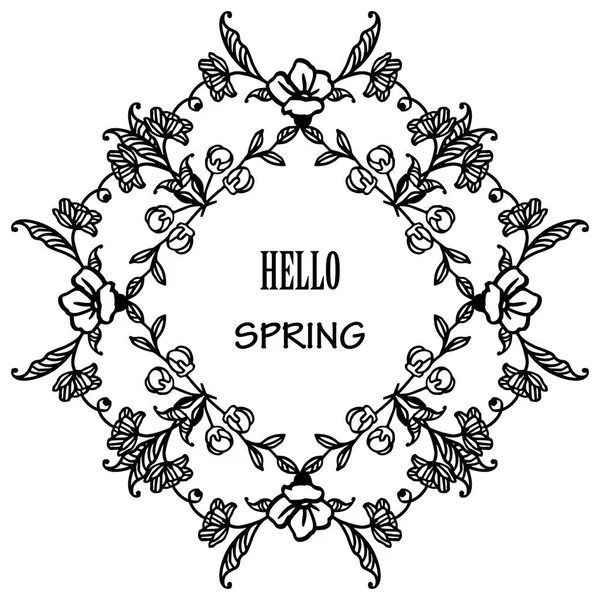 El çizilmiş yaprak çiçek çerçeve ile Merhaba bahar arka plan. Vektör