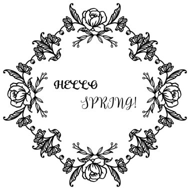 Merhaba bahar tebrik kartı tasarımı çiçek çerçeve el çizilmiş. Vektör