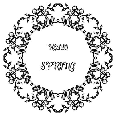 Merhaba bahar tebrik kartı tasarımı çiçek çerçeve el çizilmiş. Vektör