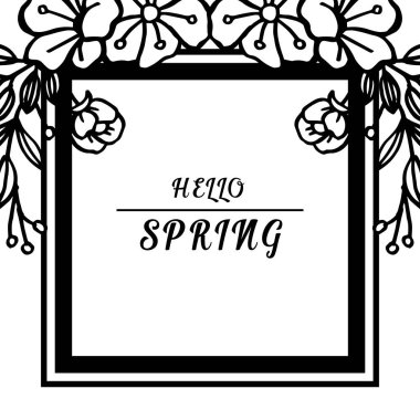 Yaprak çiçek çerçeve sanat ile afiş merhaba bahar Dekorasyon. Vektör