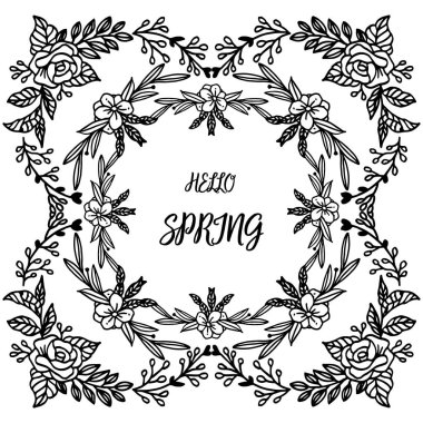 Yaprak çiçek çerçeve dekorasyon sanatı ile kart merhaba bahar Desen duvar kağıdı. Vektör