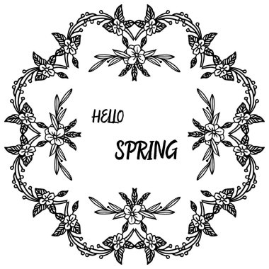 Tasarım afiş merhaba bahar yaprak çiçek çerçeve zarif dokusu ile. Vektör