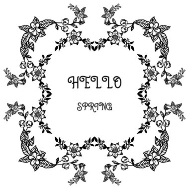 Tasarım afiş merhaba bahar yaprak çiçek çerçeve zarif dokusu ile. Vektör