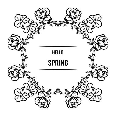 Tasarım afiş merhaba bahar yaprak çiçek çerçeve zarif dokusu ile. Vektör
