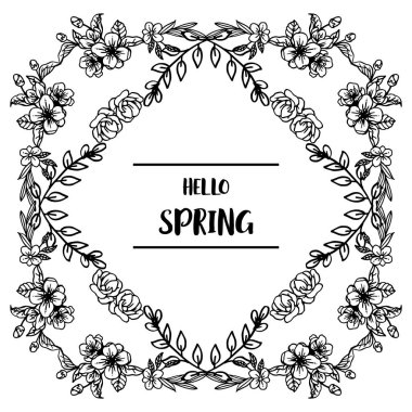 Tasarım afiş merhaba bahar yaprak çiçek çerçeve zarif dokusu ile. Vektör