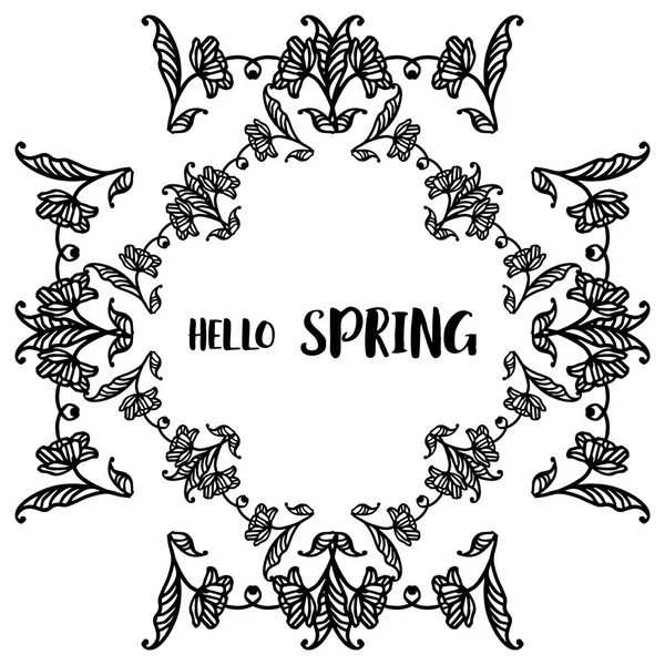 El çizilmiş yaprak çiçek çerçeve ile Merhaba bahar arka plan. Vektör