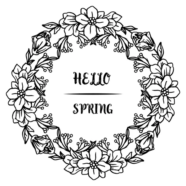 Yaprak çiçek çerçeve sanat ile afiş merhaba bahar Dekorasyon. Vektör