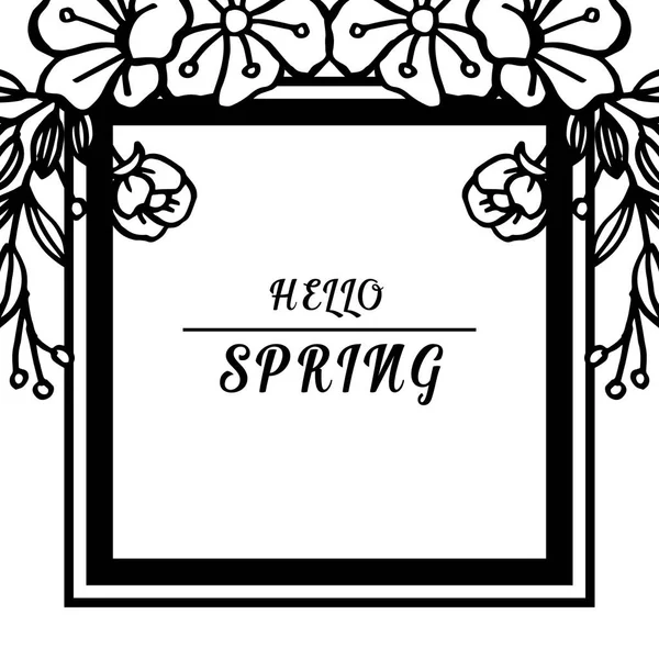 Yaprak çiçek çerçeve sanat ile afiş merhaba bahar Dekorasyon. Vektör