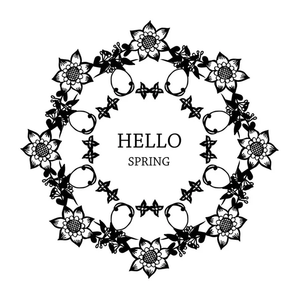 Çiçek çerçeve dokusu ile kart şablonu merhaba bahar. Vektör
