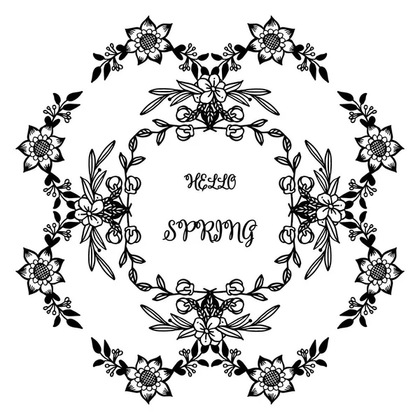 Çiçek çerçeve dokusu ile kart şablonu merhaba bahar. Vektör