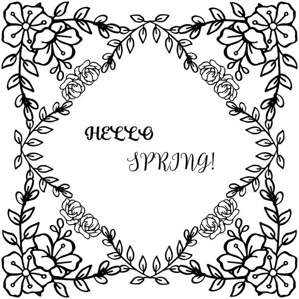 Verschillende menigte van blad Floral frame, voor mooie kaart ontwerp Hello Spring. Vector — Stockvector