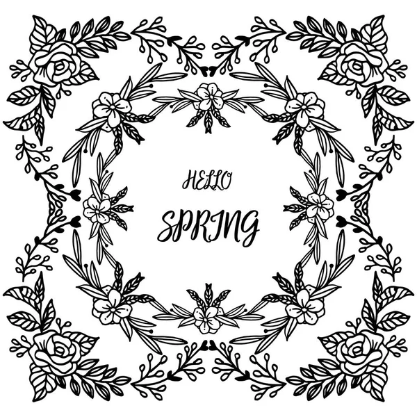 Yaprak çiçek çerçeve dekorasyon sanatı ile kart merhaba bahar Desen duvar kağıdı. Vektör