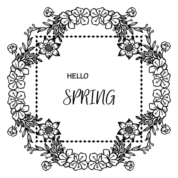 Motif papier peint de carte bonjour printemps, avec l'art de la décoration de cadre de fleur de feuille. Vecteur — Image vectorielle
