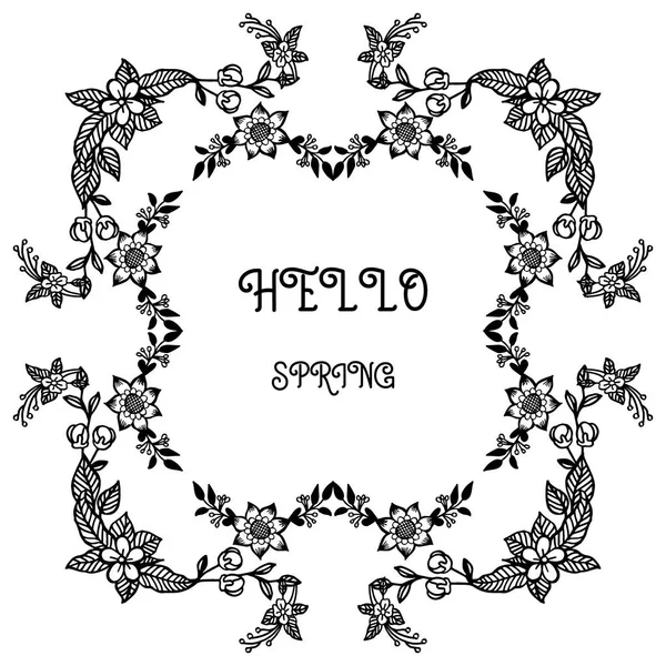 Tasarım afiş merhaba bahar yaprak çiçek çerçeve zarif dokusu ile. Vektör