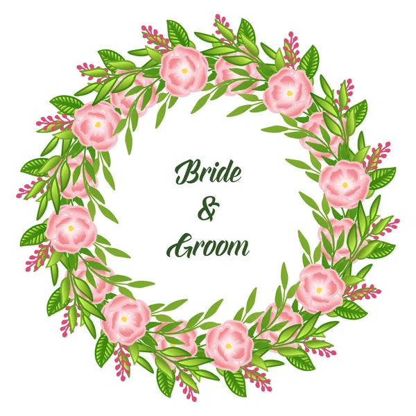 Красота элегантной розовой цветочной рамы, искушение для невесты и жениха в стиле ретро. Вектор — стоковый вектор